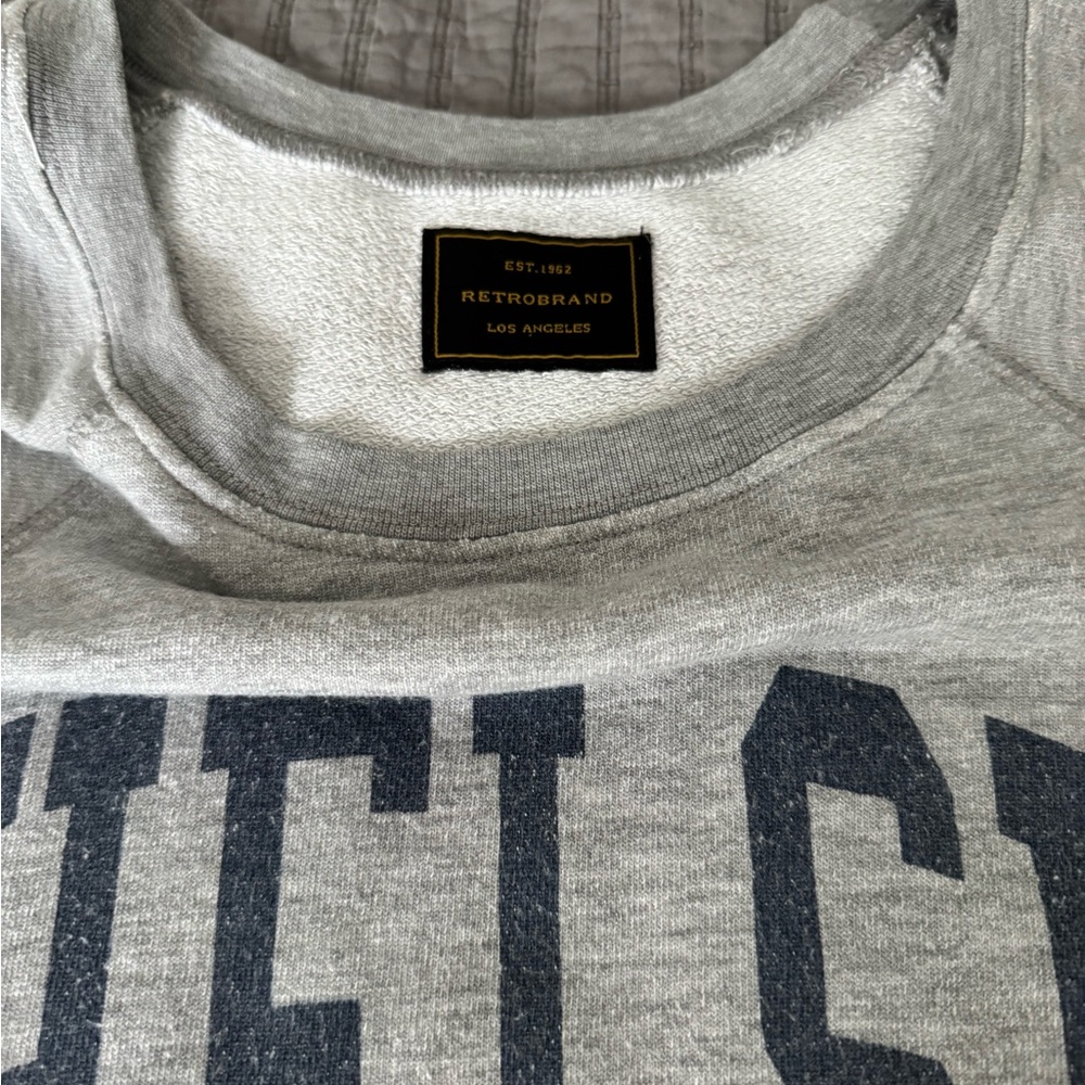 Retro Brand for Free People. Chelsea Grey Sweatshirt, distressed, large. - Picture 2 of 6